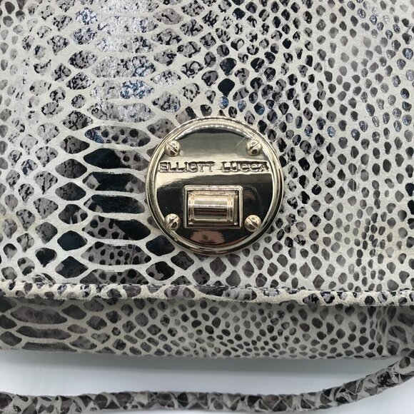 Elliott Lucca Gray Snakeskin Leather Style Pocket Double Handle Shoulder Bag - Picture 5 of 16